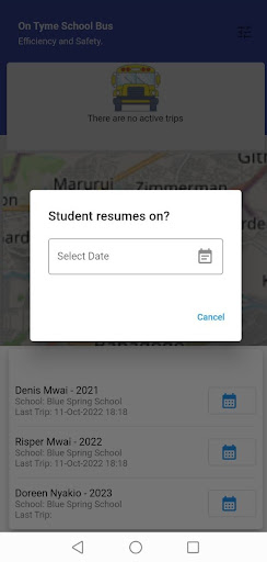Android application Ontyme School Bus screenshort