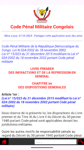 Android application Code Pénal Militaire Congolais screenshort