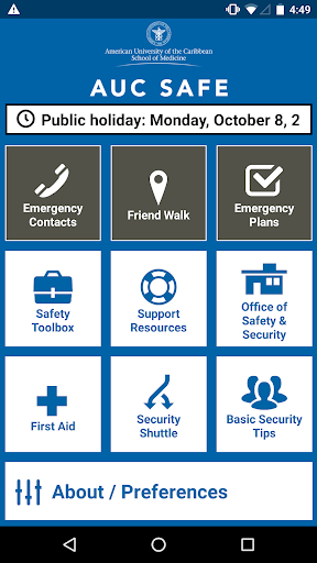 Android application AUC Safe screenshort