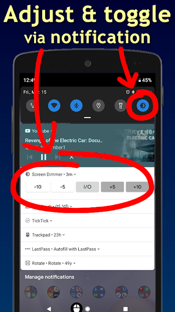 Captura 3 Atenuador de Pantalla (también de notificaciones) android