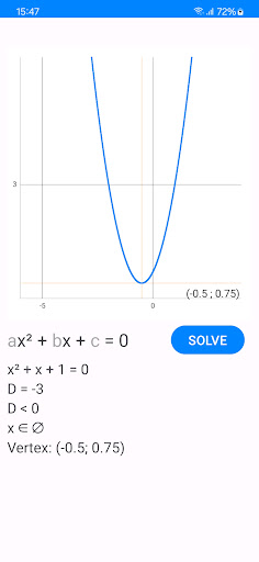 QES: Quadratic Equation Solver Screen 3