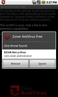 screenshot of Zoner AntiVirus Test