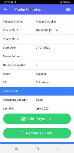 Tenant Rental Record Screen 3
