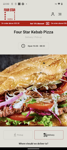 Android application Four Star Kebab Pizza screenshort