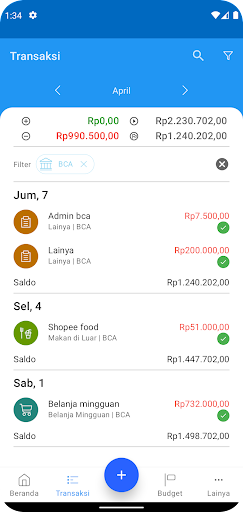 BudgetIn (Pencatat Anggaran) Screen 2
