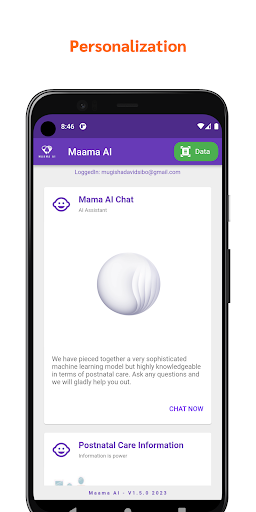 Android application Maama AI screenshort