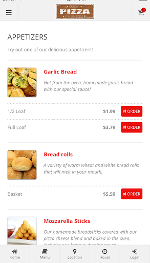 Classic Pizza Online Ordering Screen 3