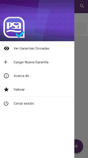 Android application PSA Garantias screenshort