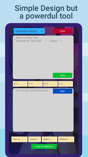 Android application Data Sorter screenshort