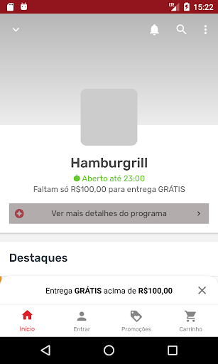 Android application Hamburgrill delivery screenshort