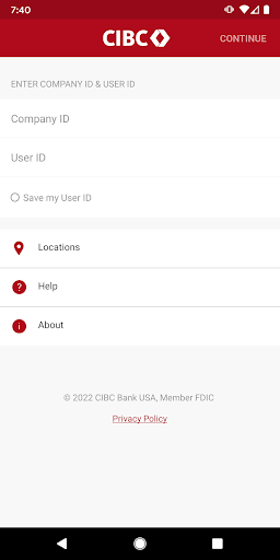 Android application CIBC US Mobile Banking screenshort