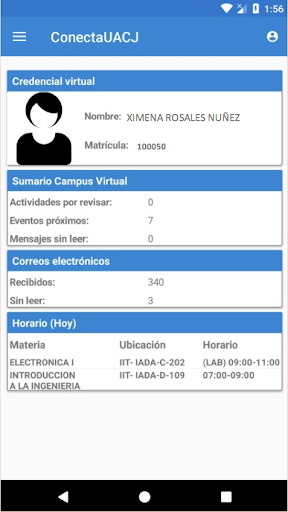 Android application ConectaUACJ screenshort
