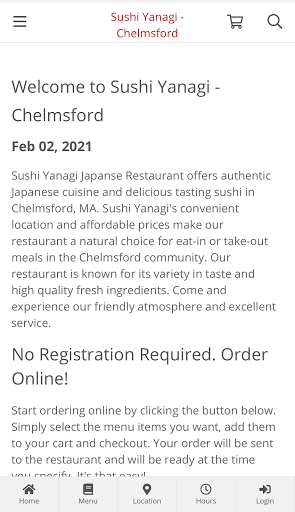 Android application Sushi Yanagi - Chelmsford screenshort