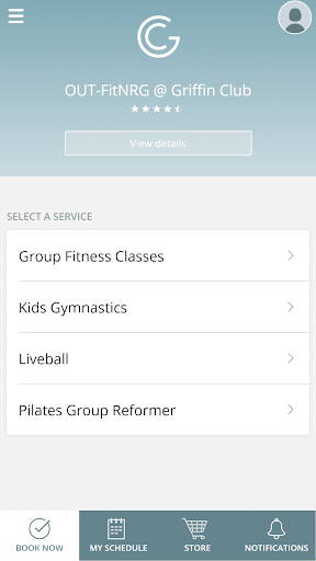 Android application GRIFFIN CLUB FITNESS screenshort