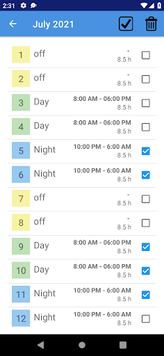 Roster Shift Schedule Screen 3