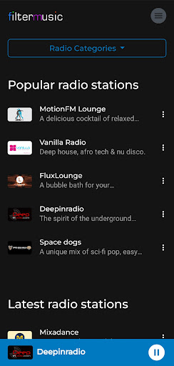 Android application filtermusic.net radio screenshort