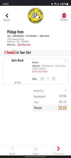 Screenshot of All Original Pizzeria