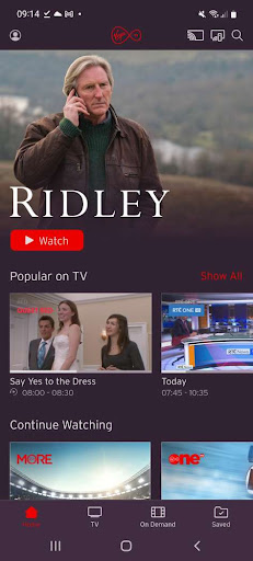 Android application Virgin TV Anywhere Ireland screenshort