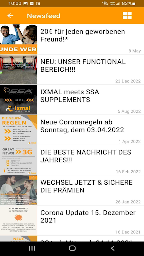 Android application ixmal FITNESS screenshort