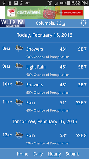 Screenshot of WLTX Weather