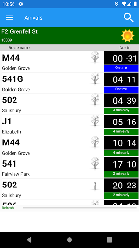 Android application Adelaide metro - whereDaBus screenshort