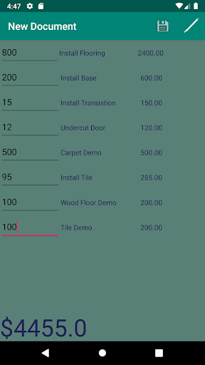 Brumit: Flooring Job Estimator Screen 3