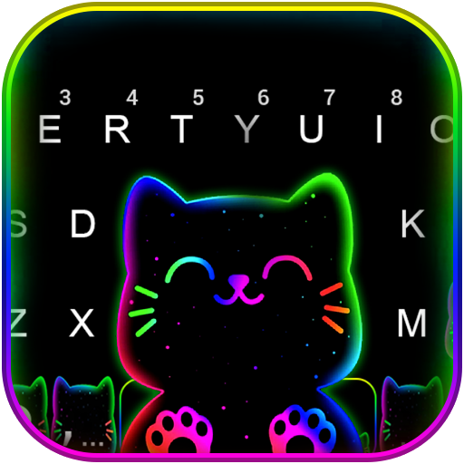 Neon Rainbow Cat Keyboard Them logo