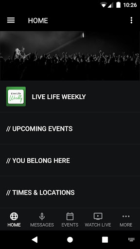 Android application LIVE LIFE CHURCH screenshort