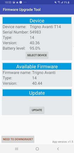 Android application Trigno Sensor Update Tool screenshort