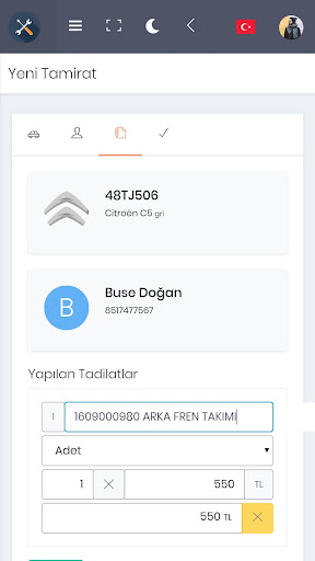Oto Servis Takip Uygulaması Screen 3