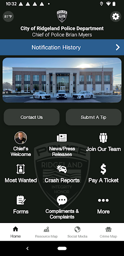 Android application Ridgeland Police Department screenshort