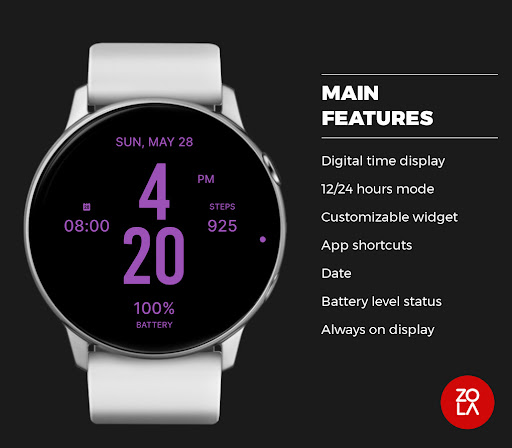 Flat Purple Watch Face Screen 2