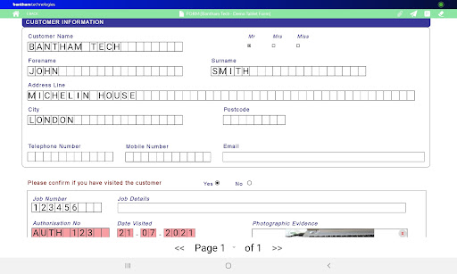 Bantham Tablet Forms Screen 3