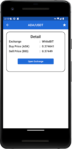 Cardano Price All Exchanges Screen 2