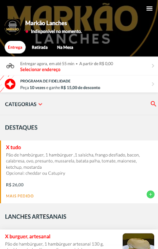 Android application Markão Lanches screenshort