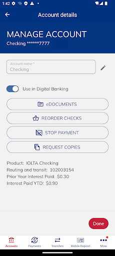 Vectra Mobile Banking Screen 2