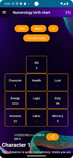 Numerology birth chart Screen 3