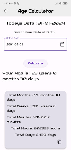 Age Calc Screen 2