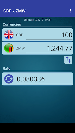 Android application British Pound x Zambian Kwacha screenshort