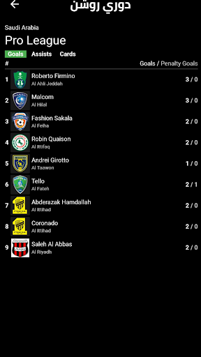 Android application مباريات وترتيب الدوري السعودي screenshort