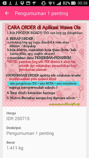 Android application WAWA Online Shop screenshort