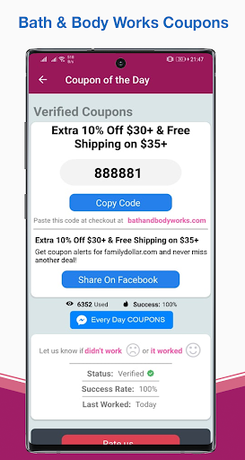 Coupons For Bath and Body Works - Promo Code 107