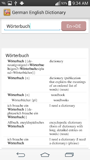 Android application German English offline Diction screenshort