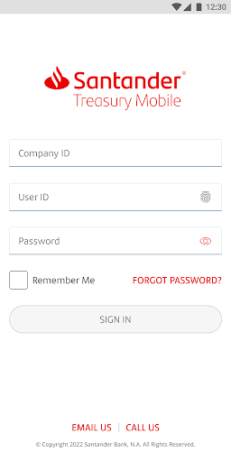 Android application Santander Treasury Mobile screenshort