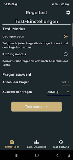 Android application Handball Regeltest screenshort