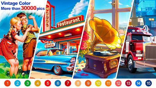 Vintage Color by Number Game screenshot 6