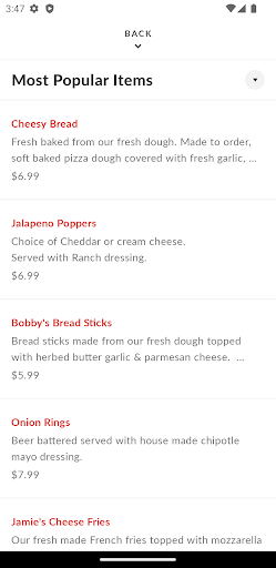 Josies Pizza & Wings Screen 3
