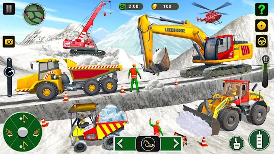 雪地挖掘機建築遊戲3d