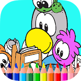 Coloring game penguins club icon