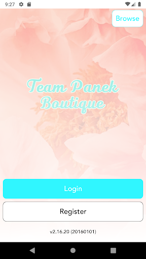 Android application Team Panek Boutique screenshort